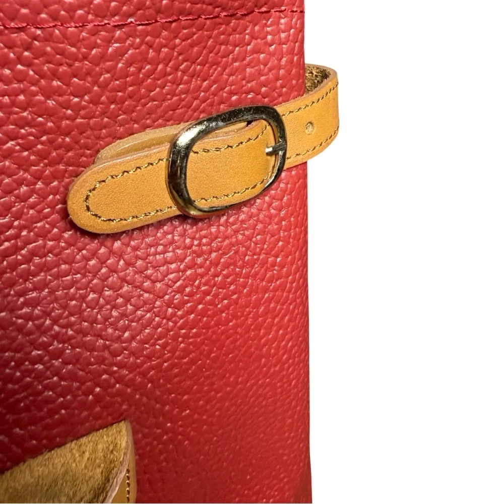 Lewis & Hyde Red Pebbled Tote with Genuine Leather Trim – excellent